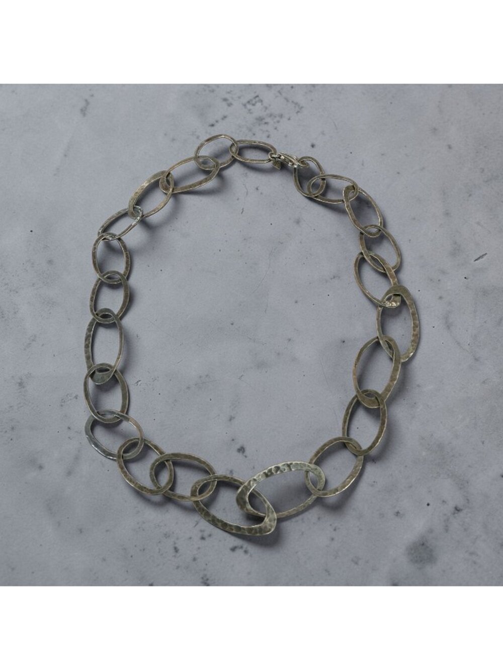 Sterling Silver Silpada Hammered Textured Oval Link Necklace 16 Inches Long